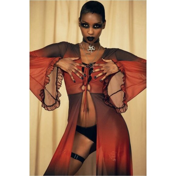 🆕️FIRM (LAST ONE) Killstar Everlasting Cold Sheer Ombre Bell Sleeve Cape L - Picture 9 of 12